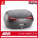 E455N BAULETTO GIVI MOTO SCOOTER MONOLOCK 45 LITRI CATADIOTTRI Rossi CON PIASTRA