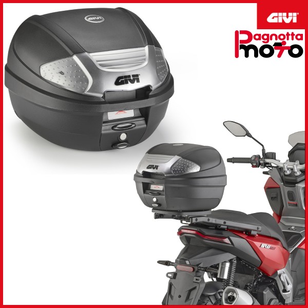 E300NT2B BAULETTO GIVI MOTO SCOOTER MONOLOCK 30 LT CATADIOTTRI ARGENTO CON PIASTRA